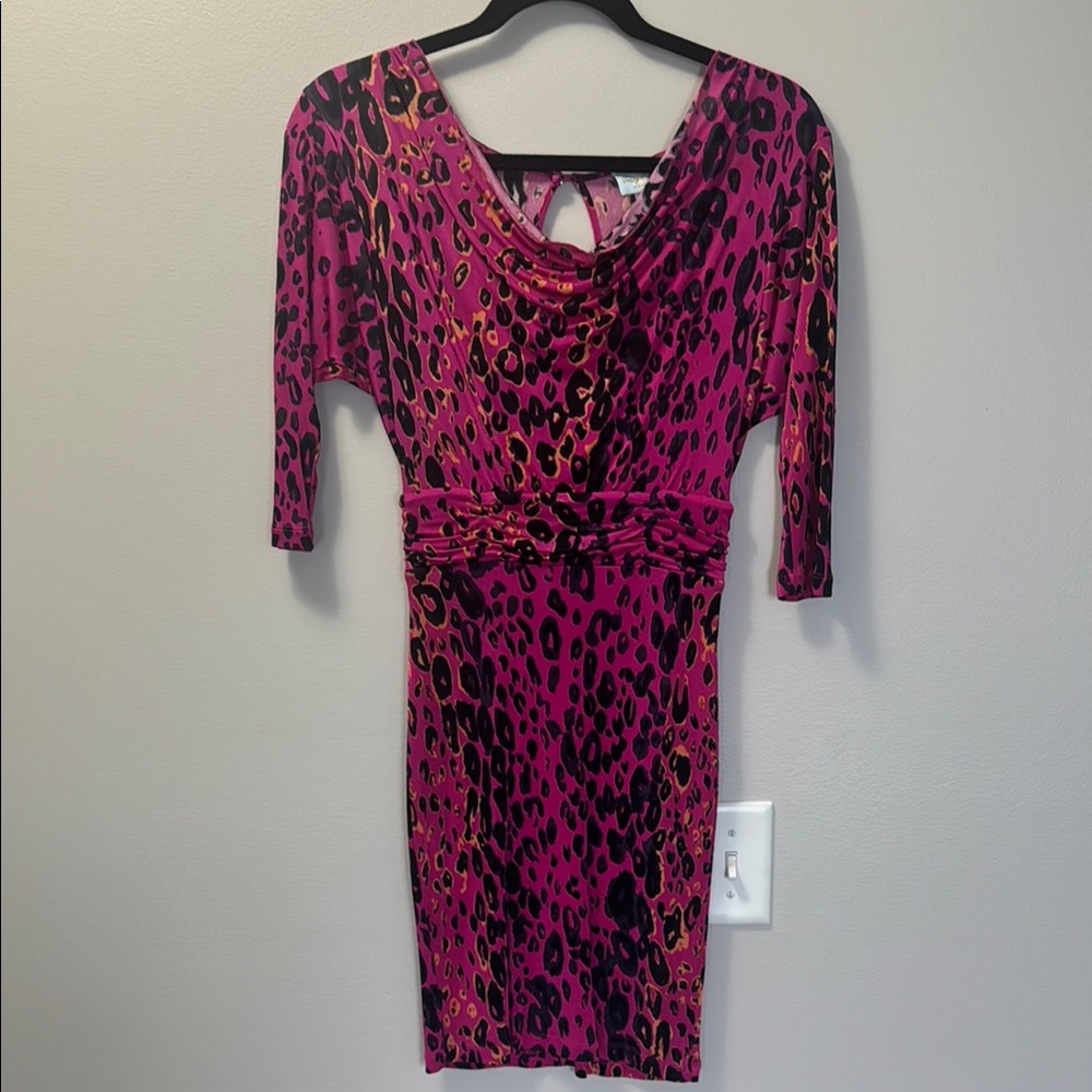 Tracy Reese Pink and Black Bodycon Midi Dress